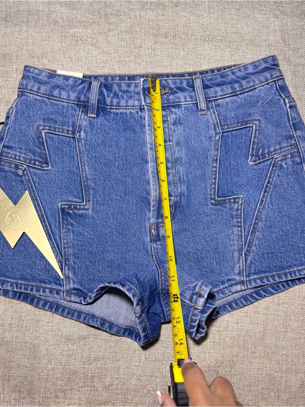 Rolla's x AC/DC Lightning Denim Shorts NWT Size 29 High Rise Blue Jean Shorts - Picture 5 of 13